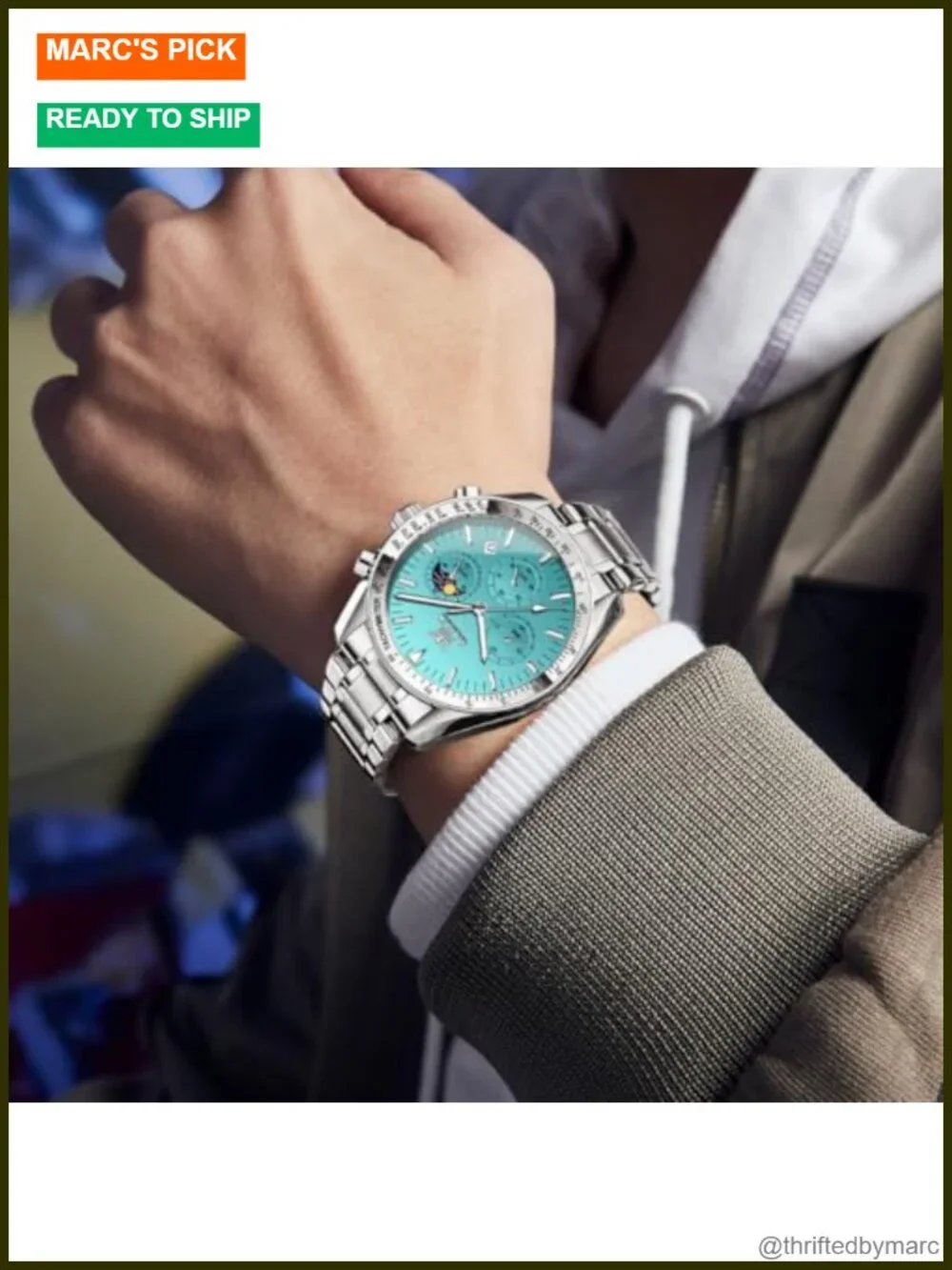 Men's Luxury Diamond Calendar Stainless Steel Business Dress Waterproof